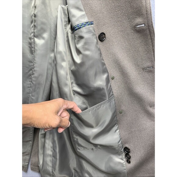 Lauren Ralph Lauren Men Double Breasted Overcoat Wool Blend Olive Green Size 42R - Picture 12 of 16